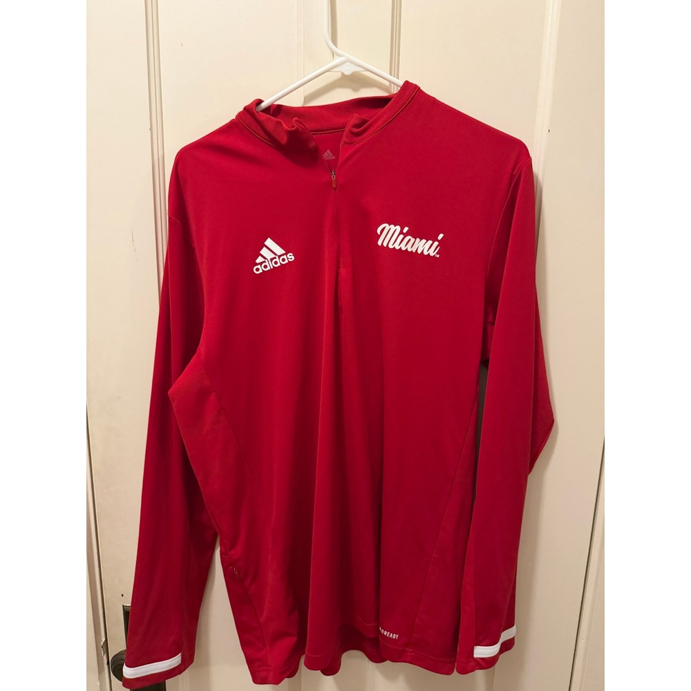 Adidas Miami of Ohio Aeroready Quarter Zip Pullover Red Mens Large